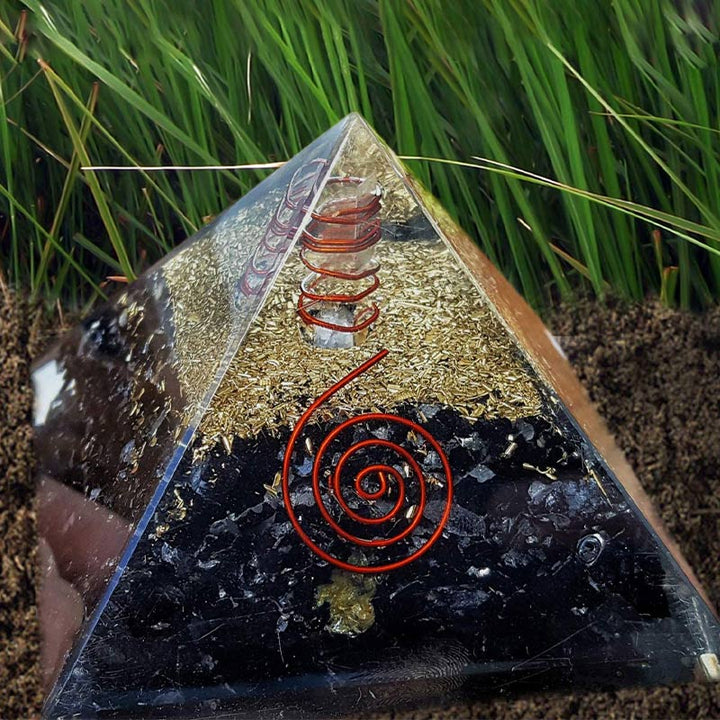 Olivenorma Black Tourmaline with Clear Crystal Mental Balance Orgone Pyramid - image 3