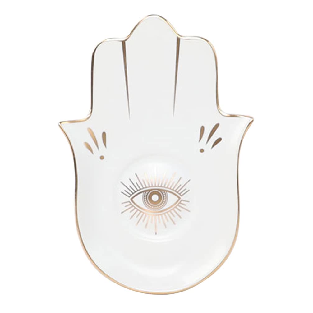 Olivenorma Hamsa Small Tray Evil Eye Jewelry Plate Coaster - White - Hamsa Evil Eye#1 - image 1