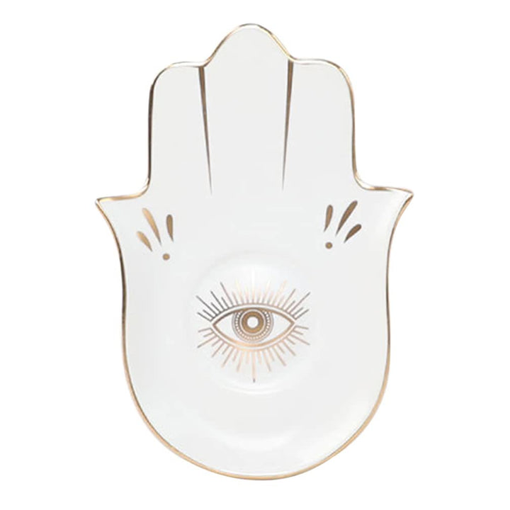 Olivenorma Hamsa Small Tray Evil Eye Jewelry Plate Coaster - White - Hamsa Evil Eye#1 - image 1
