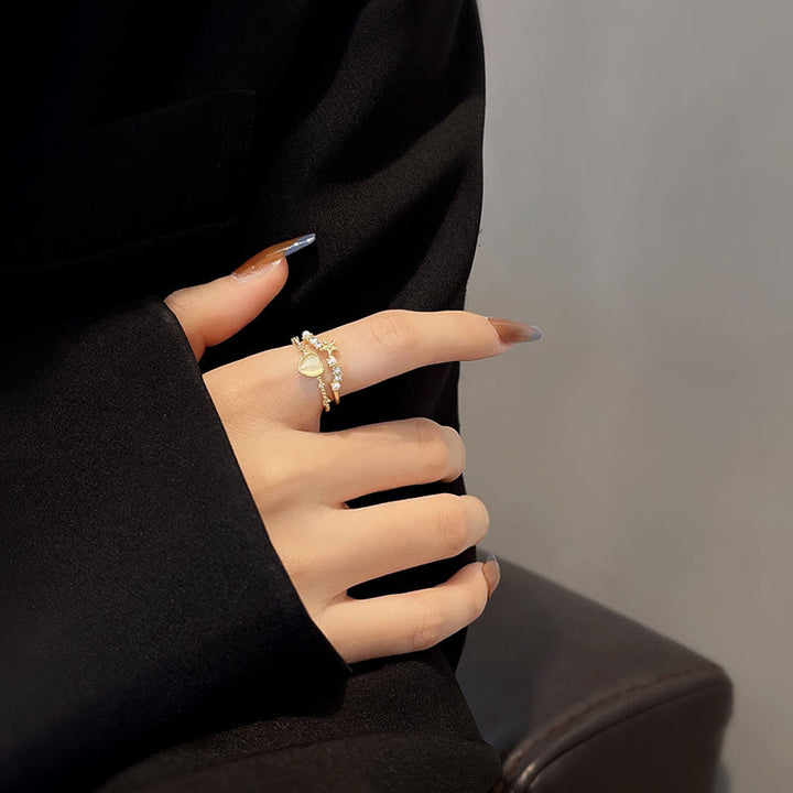 Olivenorma Cat's Eye Stone White Zircon Adjustable Ring - image 4