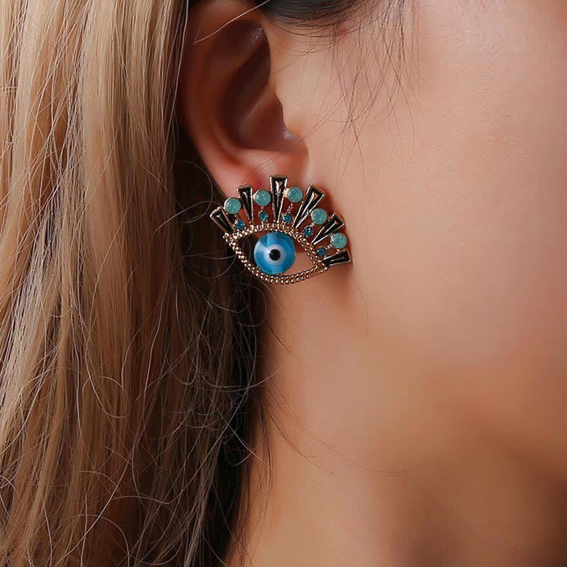 Olivenorma "Eye of Doom" - Sapphire Creative Peacock Earrings - Eye of Doom - image 0