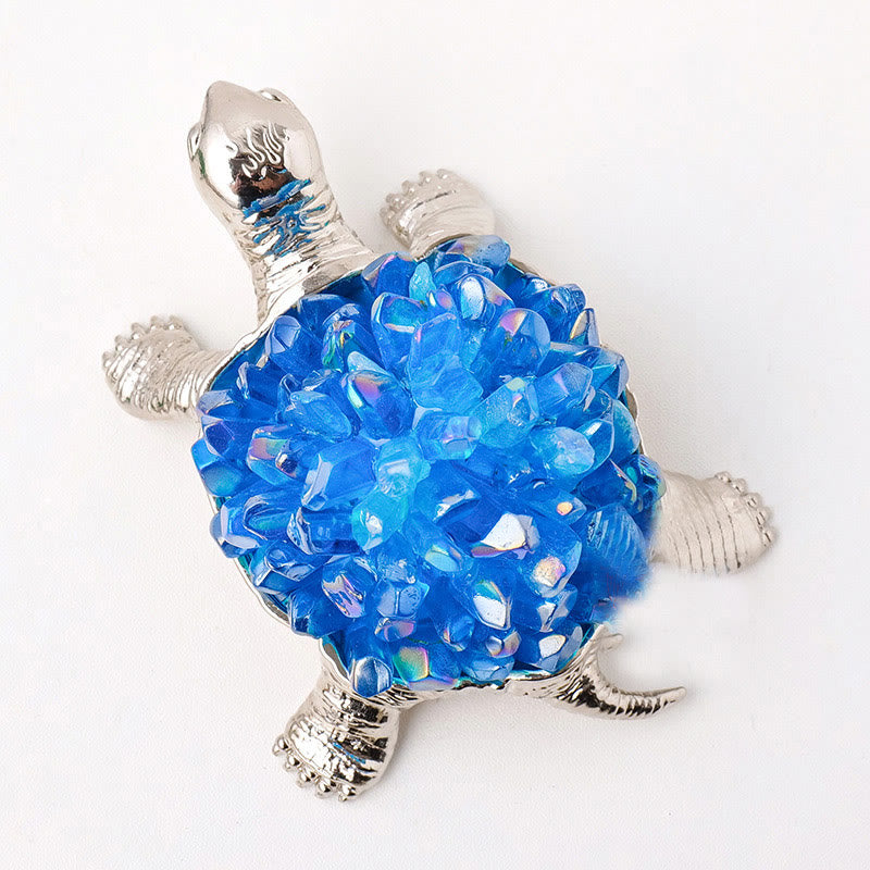 Olivenorma Natural Crystal Cluster Turtle Ornament Lamp Gemstone Decoration - Electroplated Blue Crystal Cluster Without Lamp - image 27