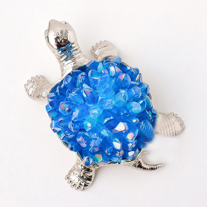 Olivenorma Natural Crystal Cluster Turtle Ornament Lamp Gemstone Decoration - Electroplated Blue Crystal Cluster Without Lamp - image 27