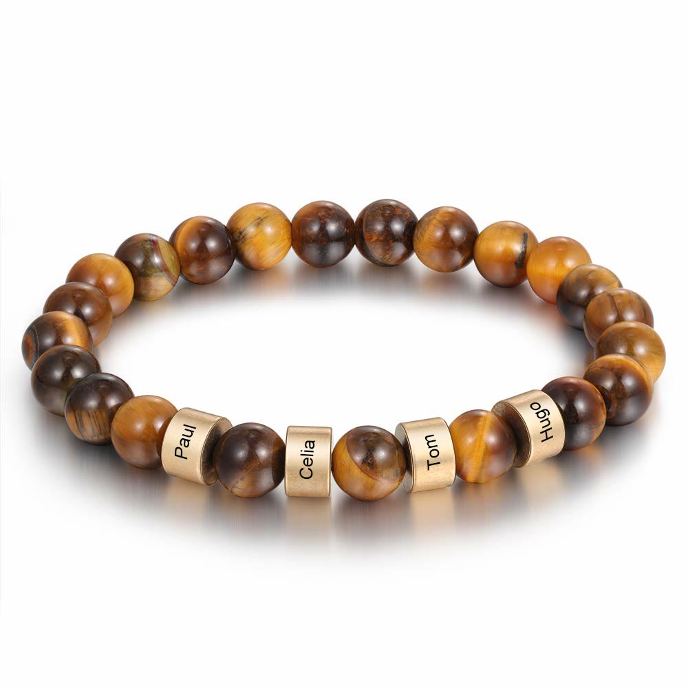 Olivenorma Natural Stone Engraving Personalized Beads Men Bracelet - image 24
