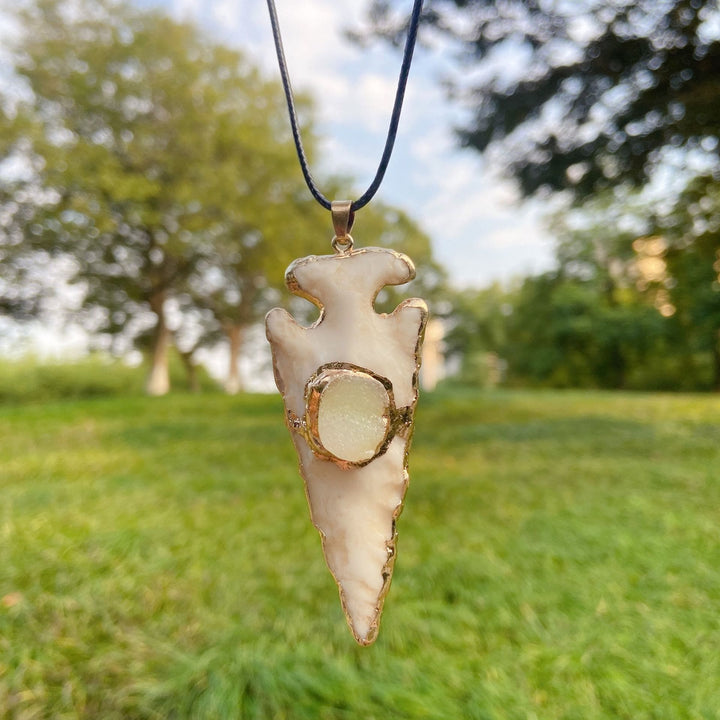 Olivenorma Natural Crystal Anchor Arrow Shield Necklace - Clear Crystal - image 0