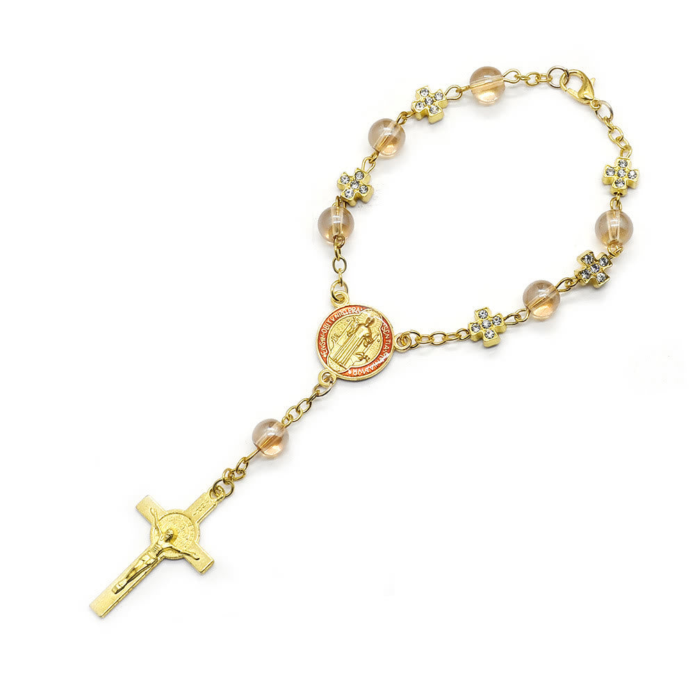 Olivenorma Prayer Beads Rosary Gold Cross Bracelet - image 4