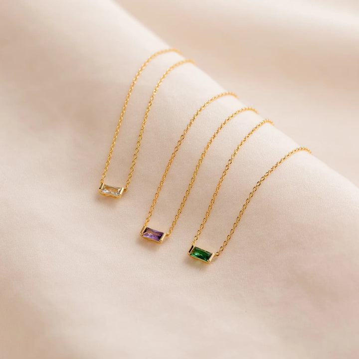 Olivenorma Simple Rectangular Birthstone Pendant Stainless Steel  Gift Card Necklace - image 41
