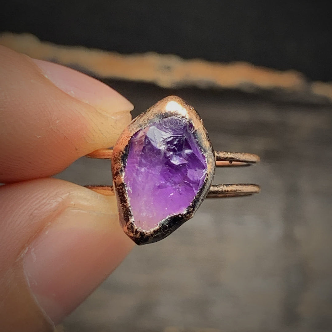 Olivenorma Natural Irregular Raw Stone Twelve Birthstone Adjustable Ring - image 9