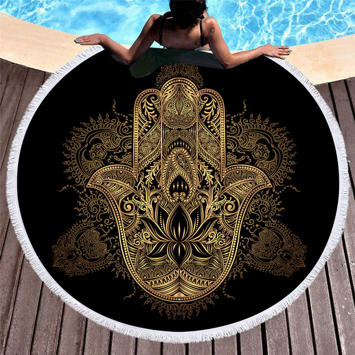 Olivenorma Hamsa Print Round Beach Towel Tapestry - Hamsa & Lotus#2 - 39.37"*27.55"(150*150cm) - image 9