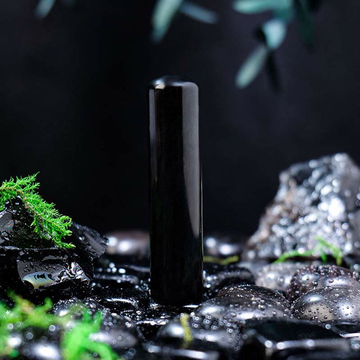 Olivenorma Natural Chakra Crystal Cylinder Ornament Gemstone Decoration - Obsidian - image 2