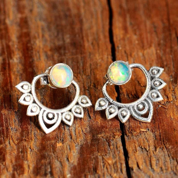 Olivenorma Natural Opal Lotus Decorative Earrings - image 2