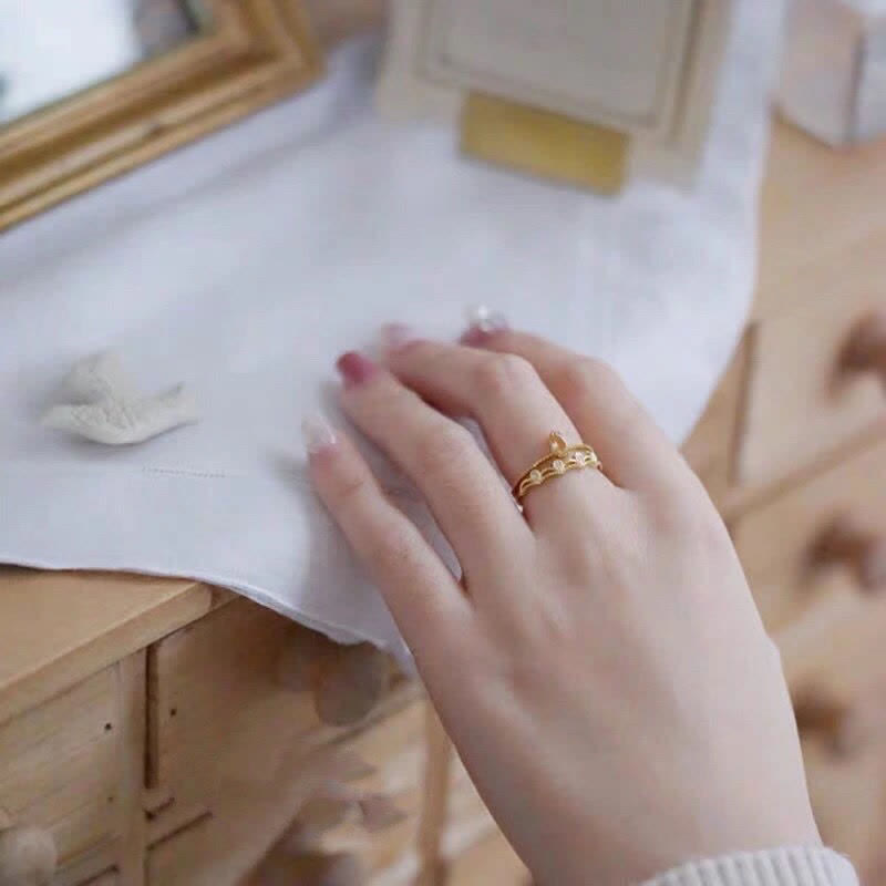 Olivenorma Delicate Citrine Zircon Lace Adjustable Ring - image 1