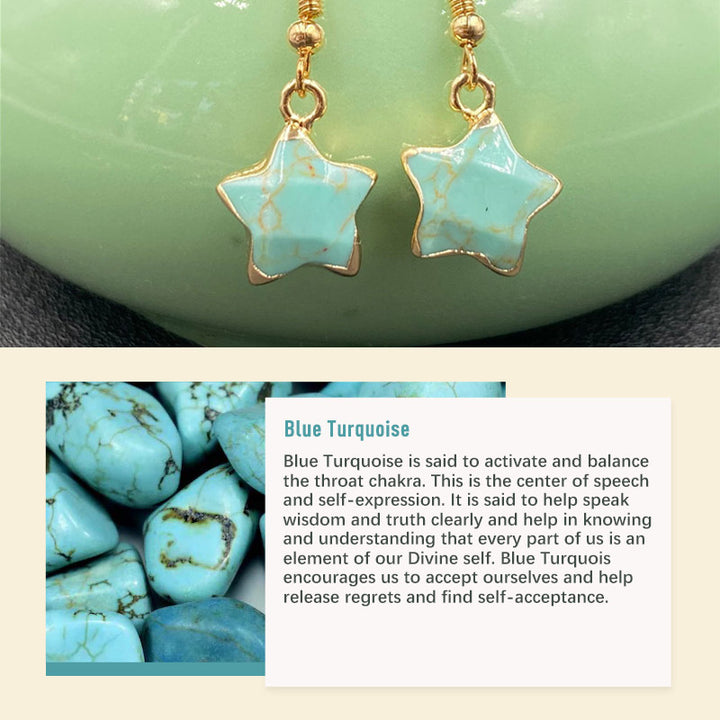 Natural Crystal Stone Earrings - Blue Turquoise - image 1