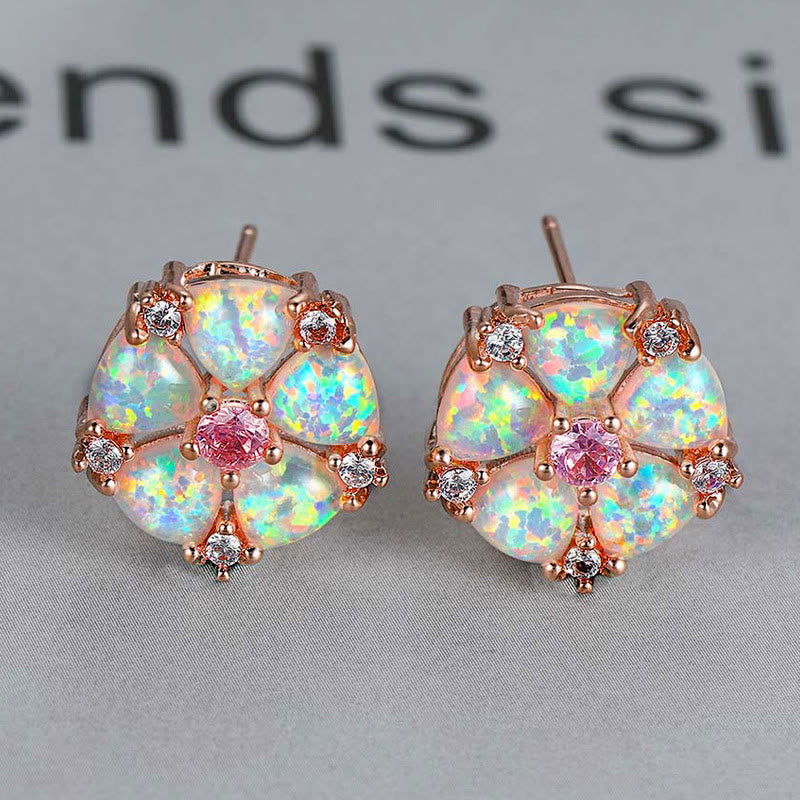 Olivenorma Opal Flower Shaped Earrings - image 6