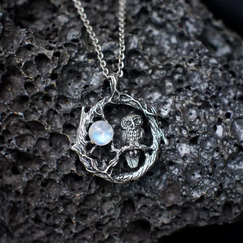 Rebirth Owl Retro Moonstone Necklace - image 2
