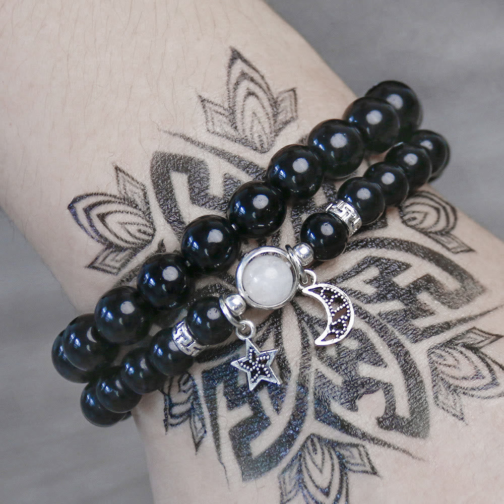 Olivenorma Blue Sandstone Obsidian 6mm Beaded Star and Moon Bracelet - image 6