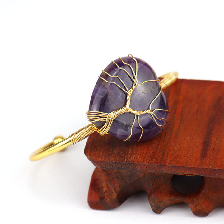 Olivenorma Gold Copper Wire Wrapped Natural Heart Shape Crystal Bracelet - image 4