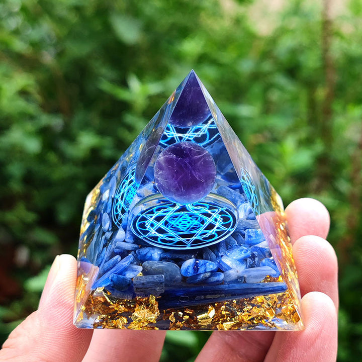Olivenorma Kyanite With Amethyst Ball Orgone Pyramid - 10*10cm - YES PLEASE $8 - image 0