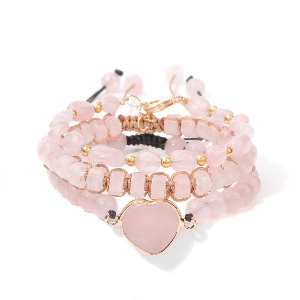 Olivenorma Handmade Rope Braided Heart Shape Pendant Bracelet - Rose Quartz - image 6