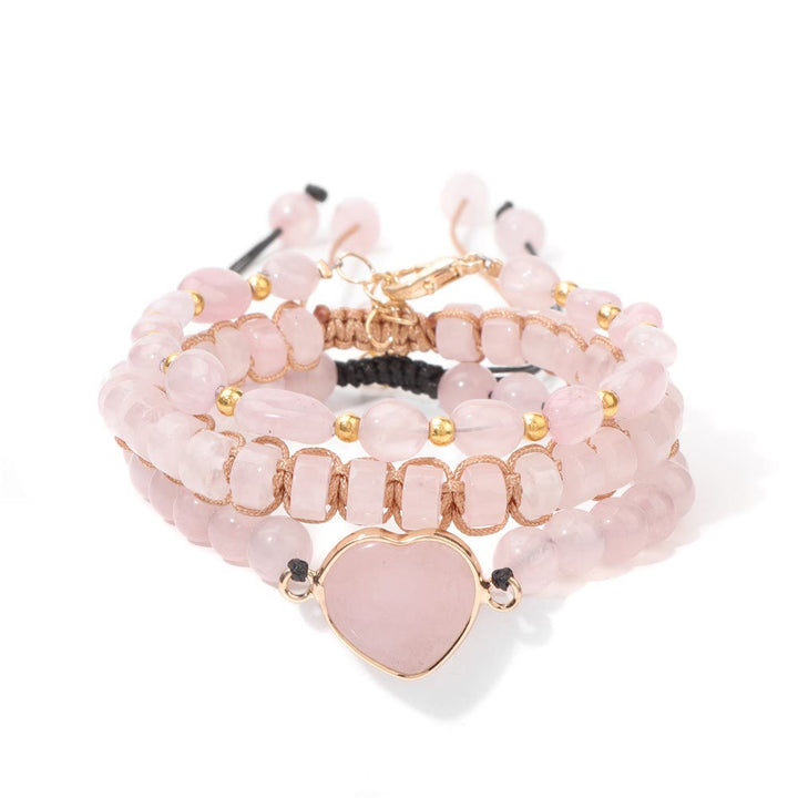 Olivenorma Handmade Rope Braided Heart Shape Pendant Bracelet - Rose Quartz - image 6