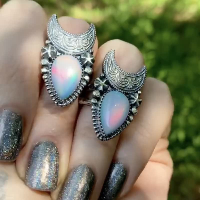 Olivenorma Vintage Moonstone Water Drop And Moon Necklace - image 6