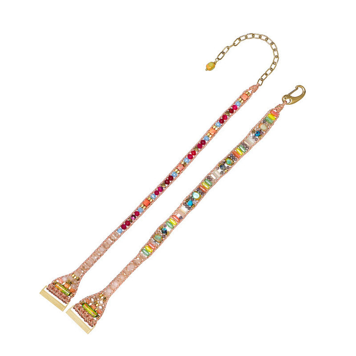 Olivenorma Orange Crystal Beaded Handwoven Fitbit Watch Strap - image 2