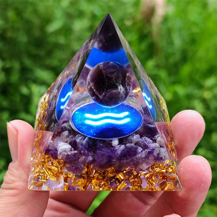 Olivenorma Amethyst Aquarius Zodiac Orgone Pyramid - 10*10cm - YES PLEASE $8 - image 0