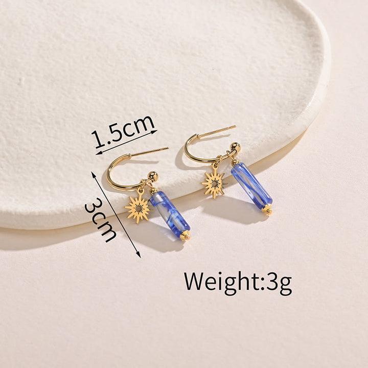 Olivenorma Natural Stone Pillar Pendant 14k Stainless Steel Earrings - image 4