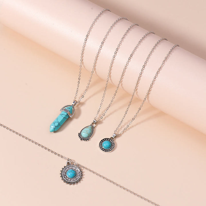 Olivenorma Turquoise Earrings Multi-layered Necklace Set - image 2
