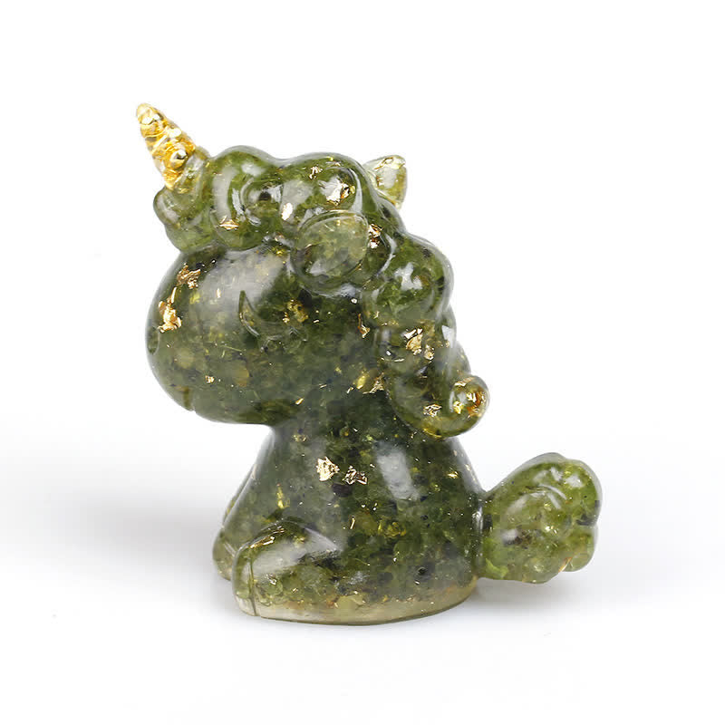 Olivenorma Crystal Unicorn Gemstone Decoration - Peridot&Gold Foil - image 11