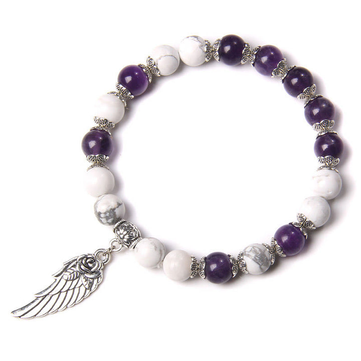 Olivenorma "Peace Energy" - Colors Crystal Agate Wing Bracelet - Amethyst&White Turquoise - image 18