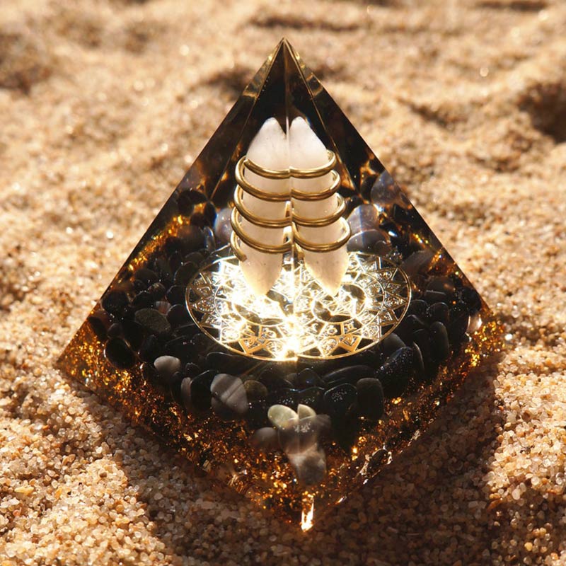 Olivenorma Clear Crystal Obsidian God of Light Orgone Pyramid - image 1