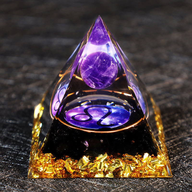 Olivenorma Amethyst Ball Obsidian Gravel Zodiac Leo Orgone Pyramid - image 2