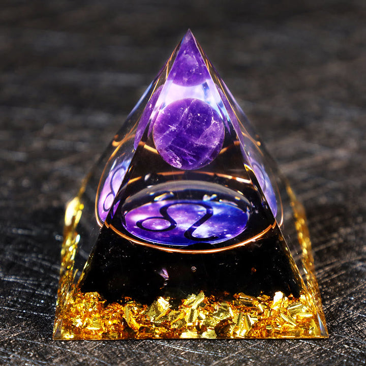 Olivenorma Amethyst Ball Obsidian Gravel Zodiac Leo Orgone Pyramid - image 2