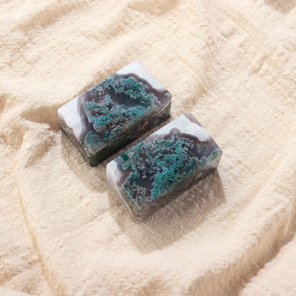 Olivenorma Natural Moss Agate Geometric Cube Gemstone Decoration - image 2