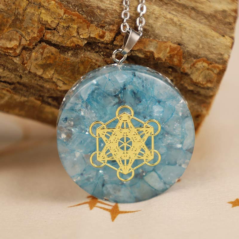 Aquamarine Metatron's Cube Energy Necklace - Aquamarine - YES PLEASE $8 - image 2