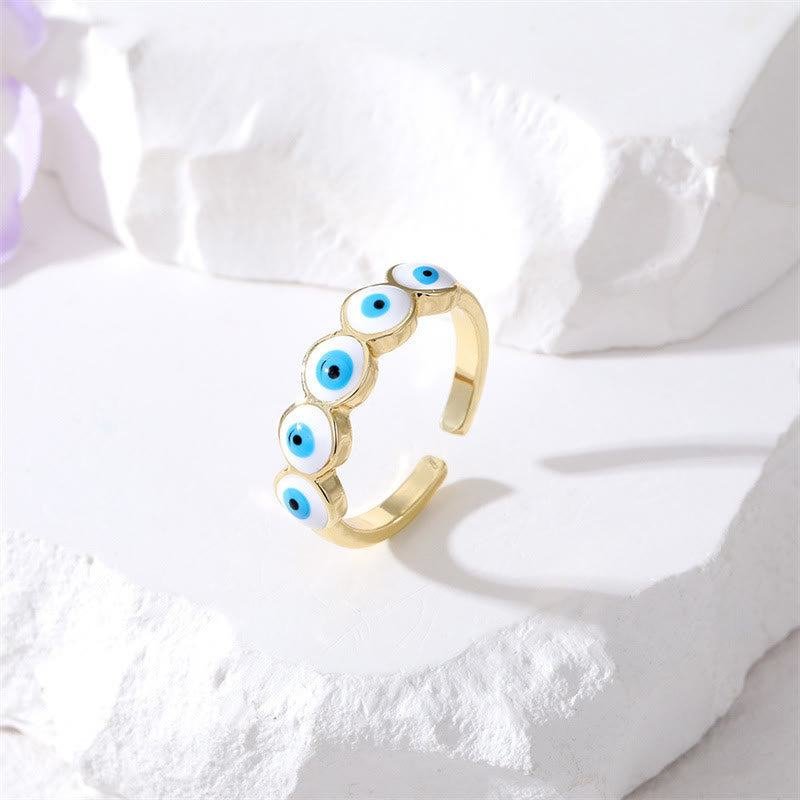 Olivenorma Epoxy Resin Evil Eye Adjustable Ring - White - image 2