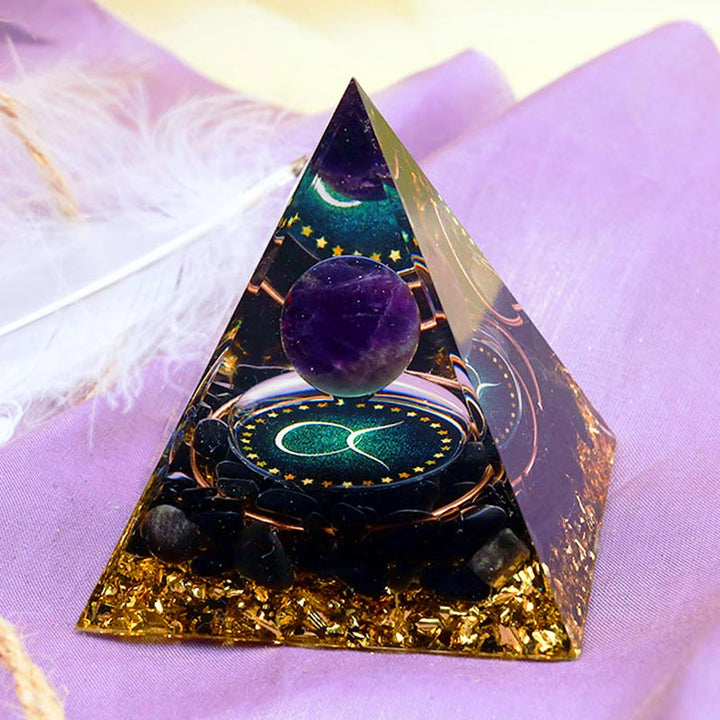 Olivenorma Amethyst Sphere With Obsidian Zodiac Taurus Orgone Pyramid - 10*10cm - YES PLEASE $8 - image 0