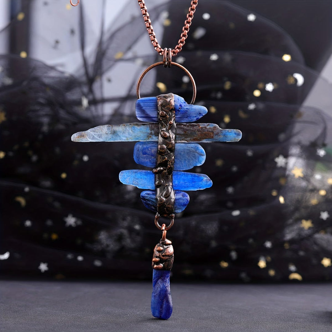 Olivenorma Irregular Kyanite Original Stone Six Link Tassel Necklace - Kyanite - image 0