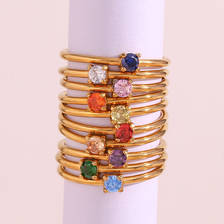 Olivenorma Simple Birthstone Stainless Steel Plated 18k Ring - image 37