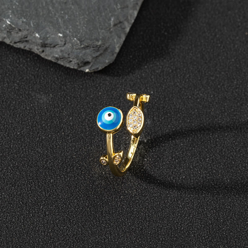 Olivenorma White Zircon Ring Evil Eye Adjustable Ring - Evil Eye & Leaf - image 19