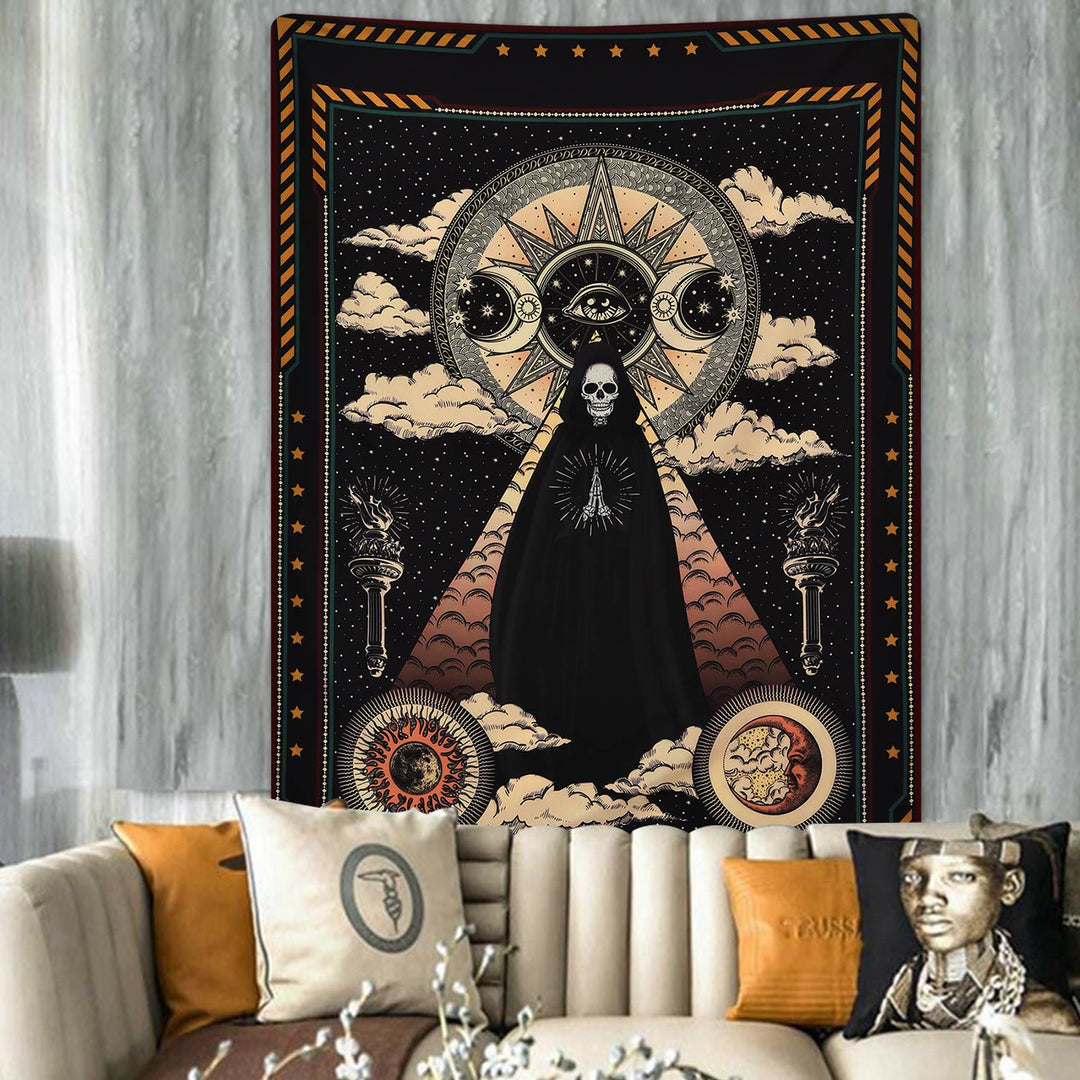 Olivenorma Sun Moon Wizard Witch Skull Tapestry - 180*230cm - Flannel - image 0
