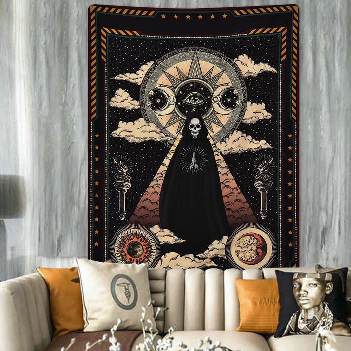 Olivenorma Sun Moon Wizard Witch Skull Tapestry - 180*230cm - Flannel - image 0