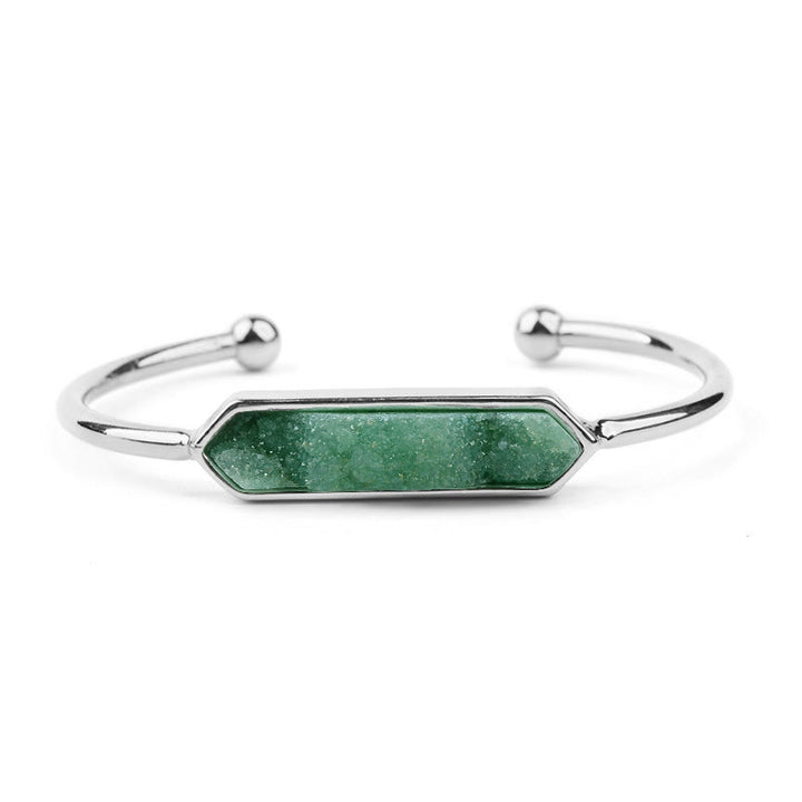 Olivenorma Natural Crystal Cluster Metal Copper Cuff Bracelet - Prehnite - Silver - image 22