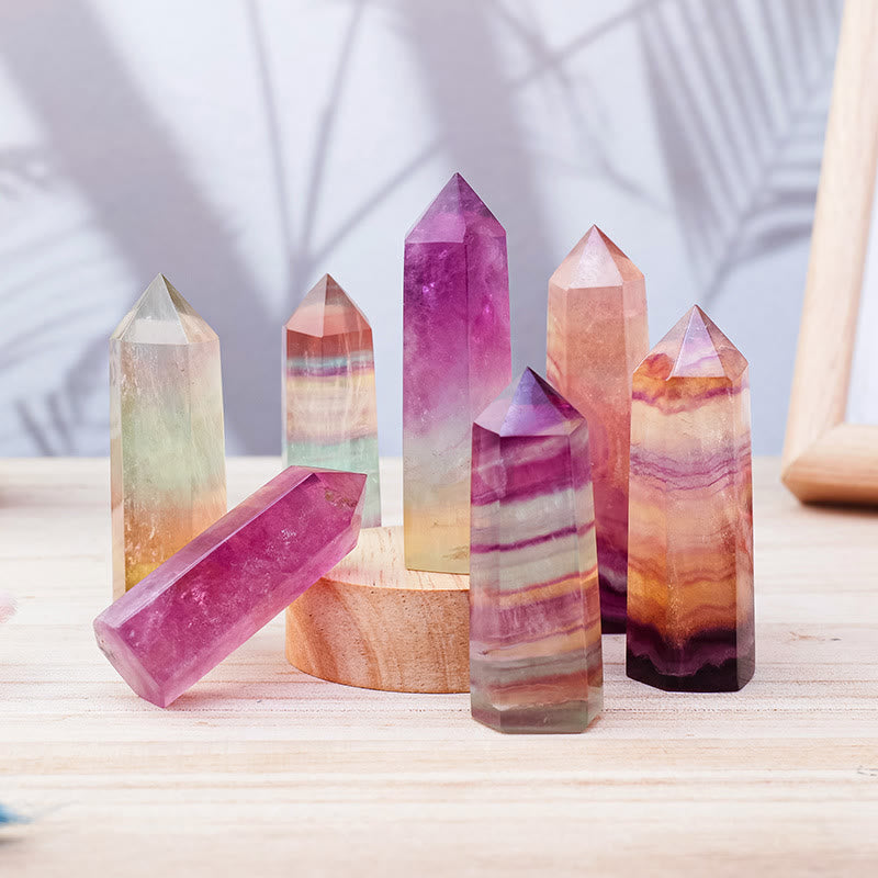 Olivenorma Natural Rainbow Fluorite Hexagonal Pillars Crystal Wands - image 2