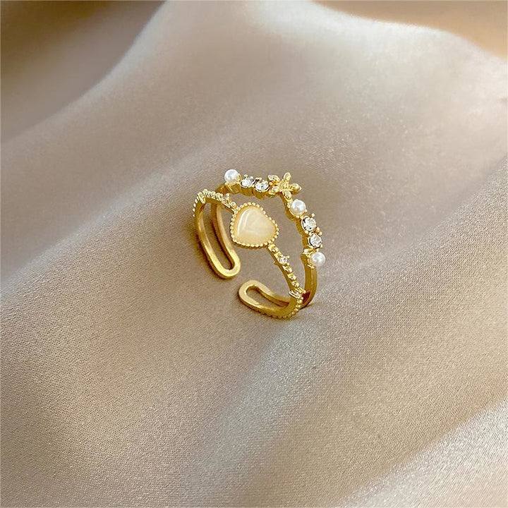 Olivenorma Cat's Eye Stone White Zircon Adjustable Ring - image 6