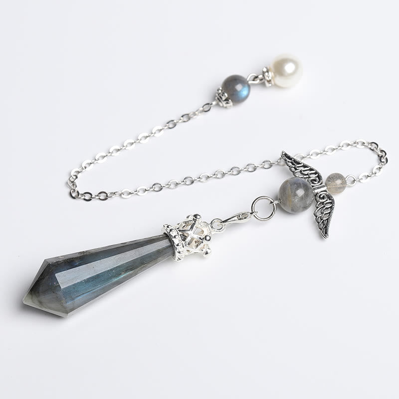 Olivenorma Labradorite Crystal Angel Wings Pendulum - image 2
