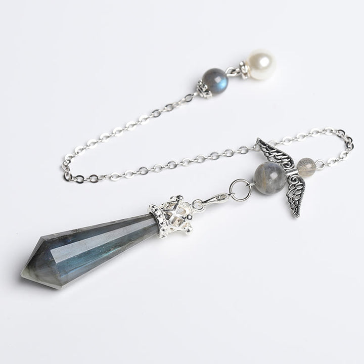 Olivenorma Labradorite Crystal Angel Wings Pendulum - image 2