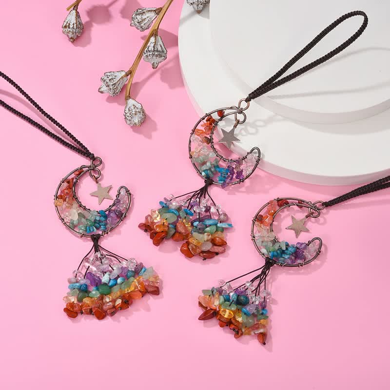 Olivenorma Moon And Star Chakra Crystal Wind Chime - image 2