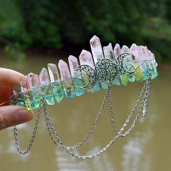 Olivenorma Cresent Moon Goddess Natural Crystal Crown - Fluorite#3 - image 50